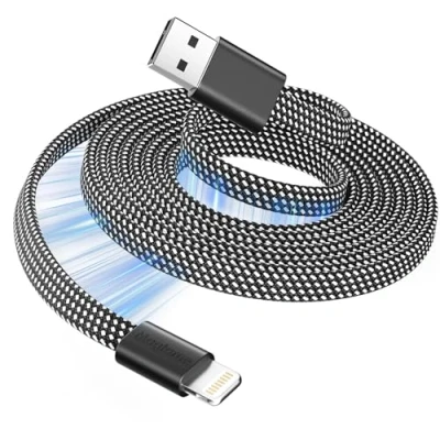 Image of Magtame Magnetic Lightning Cable Coiled, 3.3FT MFi Certified iPhone Charger Fast Charging, Flat Retractable Cord Braided for Car Compatible with 14 13 12 11 Pro Max XR XS X