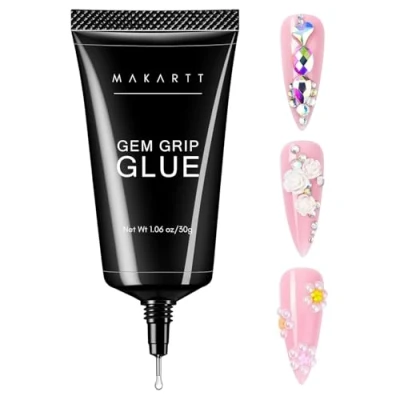 Image of Makartt No Wipe Nail Rhinestone Glue Gel, Super Adhesive Gel for Gems, Art Charms Rhinestones Crystal Stones Jewels