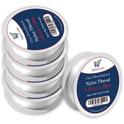 Image of 0.45mm Clear Nylon Thread Invisible String Non Stretch Fishing Wire Transparent Plastic Sewing For Hanging Decorations Craft Party Balloon Arch Beading &amp; Jewellery Making Approx Tensile Strength 9kg (0.45mm x 100m 5 Spools)