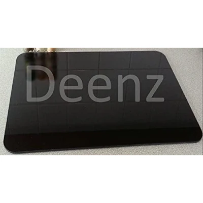 Image of Deenz Black Smooth &amp; Flat Float Glass Worktop Saver/Chopping Board 50 X 40Cm Round Corner