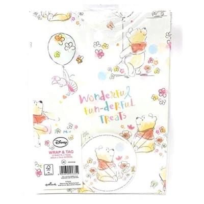 Image of WINNIE THE POOH Disney Birthday General GIFTWRAP 2 Sheets Tags