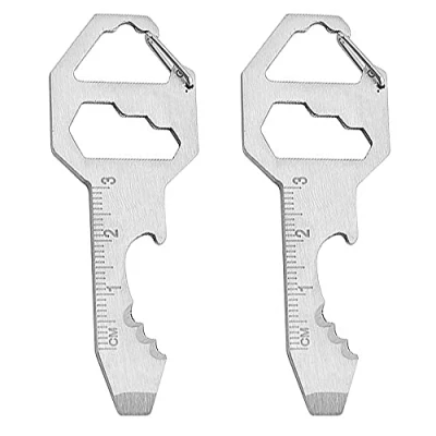Image of Kovcfon 2 PCS 24 in 1 Multi Tool Key Multifunction Shaped Pocket Stainless Steel for Outdoor (Silver)