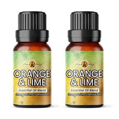 Image of Aroma Energy Orange &amp; Lime Essential Oil Blend 20ml (2 x 10ml Bottles) 100% Pure Natural