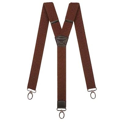 Image of Olata Heavy Duty Y Shape Braces/Suspenders with Carabiner Clips 4cm. Brown