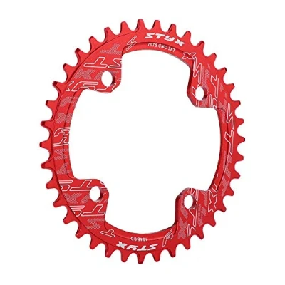 Image of Tbest 32/34/36/38T Single Chainring Narrow Wide 104 BCD, BMX MTB Road Mountain Bike ycle Speed Crank Chain Ring Repair Parts Black, Red(38T Red)