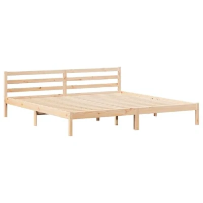 Image of vidaXL Cream Solid Pine Wood Bed Frame 220 x 180 cm Natural Minimalist Design with Ample Storage Easy Assembly for Bedroom