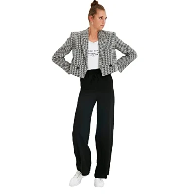 Image of Trendyol Women Normal Waist Wide Leg Trousers Black