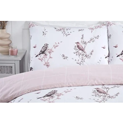 Image of Rapport Home Vintage Floral Toile Microfibre Duvet Cover Set, Reversible Double Bedding Set