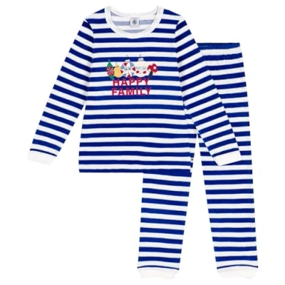 Image of Petit Bateau A0BJ9 Long Sleeve Pajamas Boy&#039;s Calvin/Marshmallow 5 Years