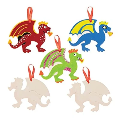 Image of Baker Ross Dragon Ceramic Decorations Pack of 5, Chinese New Year Craft Kit, Crafts for Kids (FE230), Red