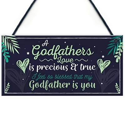 Image of RED OCEAN Godfather Godparent Gift Thank You Christening Grandparents Hanging Sign Keepsake Present
