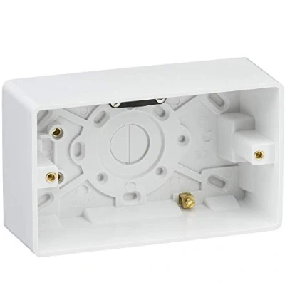 Image of KnightsBridge Curved Edge Double 47mm Pattress Box with Earth Terminal and Cable Strain Relief