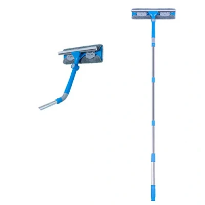 Image of Mitclear 3 in 1 Telescopic Window Squeegee Glass Cleaning Tool(12&quot;), Windows Cleaner Kit with Microfiber, Washing Equipment Extension Pole for High Windows/Mirror/Shower/Car (62&quot;)