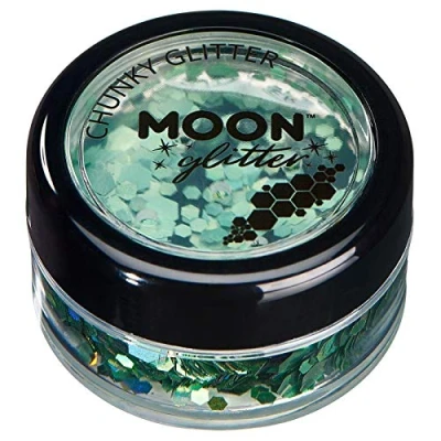 Image of Chunky Holographic Glitter by Moon Green Cosmetic Festival Makeup for Face, Body, Nails, Hair, Lips 3g