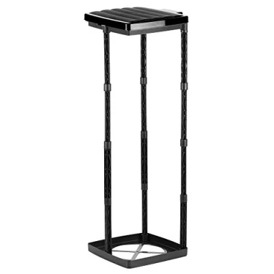 Image of Grizzly bin bag holder, 1x rubbish with black lid, height adjustable plug in system clamping ring, for different sized liners from 25 120 litres