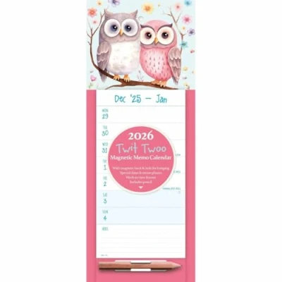 Image of Twit Twoo Owl Magnetic Slim Calendar 2026