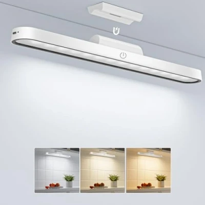 Image of Under Cabinet Kitchen Lights, 6000K Dimmable Wireless Cupboard USB C 2500mAh Rechargeable Battery Operated LED Lights Indoor for Kitchen, Cupboard, Wardrobe, Stair and Mirror