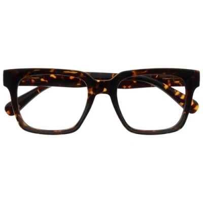 Image of OPULIZE ERA Blue Light Glasses Clear Lens Anti Reflective and Glare UV400 Protection Oversized Frame Computer Screen Brown Tortoiseshell Men Women +0.00