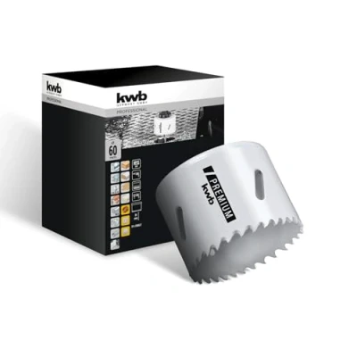 Image of kwb HSS bi metal hole saw Ø 60 mm, 8% cobalt alloy with progressive vario toothing and high precision for versatile use