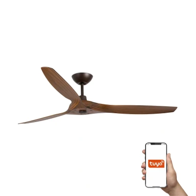 Image of Morea Large 3 Blade Ceiling Fan Dark Brown, Walnut Tuya Smart System