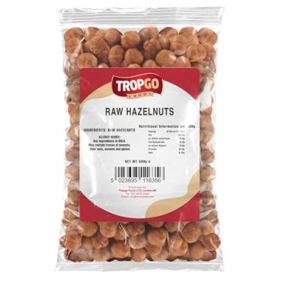 Image of Tropgo Raw Hazelnuts 500g Packed Fresh Large Hazelnut Premium Quality Nuts for a Healthy Heart, High in Fibre &amp; Minerals Perfect Snacking