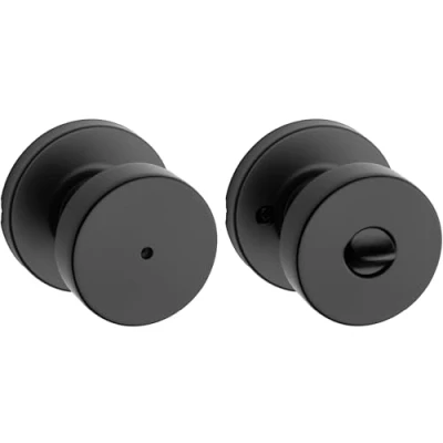 Image of Kwikset 97300 935 Pismo Door Knob, Matte Black, Round Rose