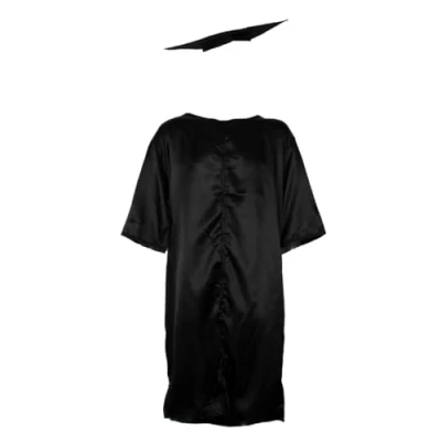 Image of LOVETRENDS Graduation Gown Long Black Robe with Mortarboard Hat Adults University Graduate Novelty Fancy Dress Costume