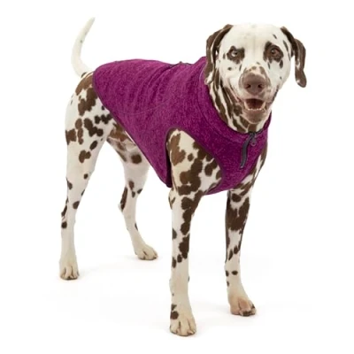 Image of Kurgo Core Dog Sweater, Year Round Sweater for Dogs, Fleece Vest, Knit Pet Jacket, Lining,Lightweight, Zip Opening Harness, Adjustable Neck, Violet, Large