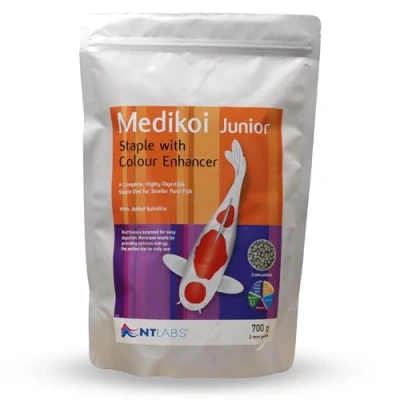 Image of NT Labs Medikoi Staple with Colour Enhancer, Complete Feed For All Pond Fish, Ideal Spring, Summer and Autumn Feeding, Enhances Colours of Koi Fish Food (700g)(3mm)