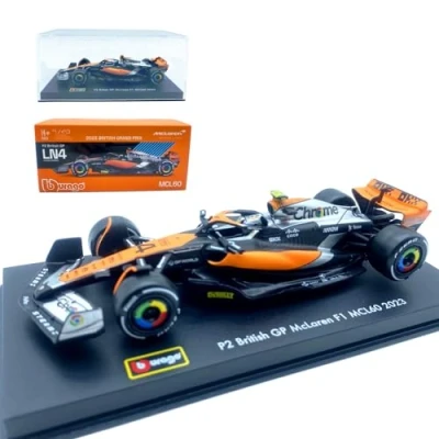 Image of HTLNUZD Bburago 1:43 2023 F1McLaren MCL60#4 British GP Lando Norris Alloy Racing Car 1/43 Formula One Model Die Cast Adult Collection Vehicles Gift (Hardbound version)