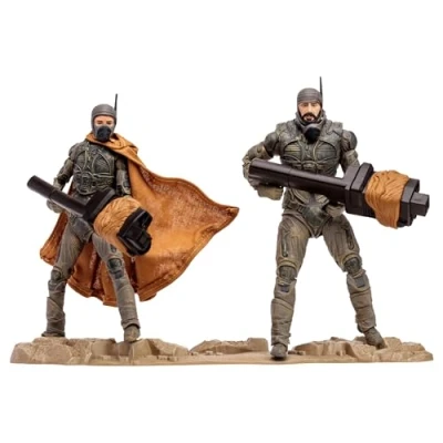 Image of McFarlane Toys Dune: Part Two Stilgar &amp; Shishakli 7 Inch Action Figures 2 Pack Gold Label Incredibly Detailed Fremen Leaders with Ultra Articulation, Cannons, and Collectible Art Cards