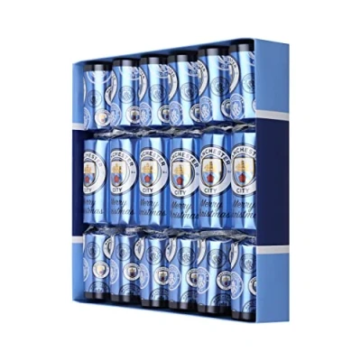 Image of FOCO Premier League Football Manchester City Fan 6 Pack Christmas Crackers