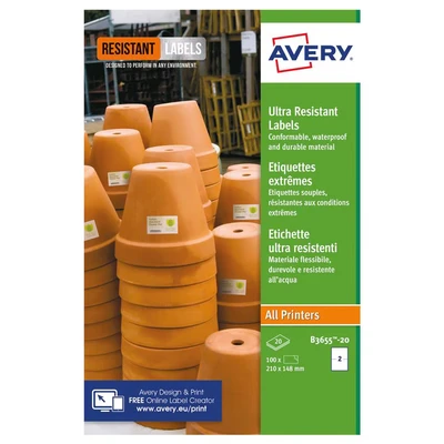 Image of Avery Ultra Resistant Labels 148x210mm (Pack of 40) B3655 20