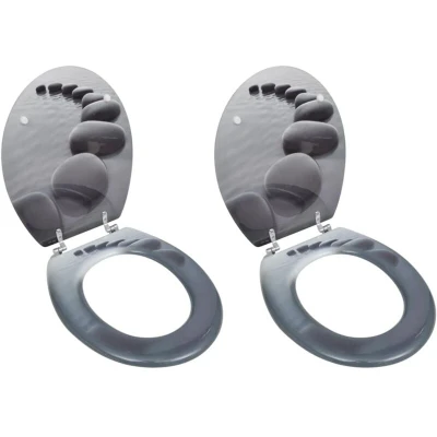 Image of vidaXL Toilet Seats with Lids 2 pcs MDF Stones