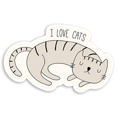 Image of 2 x 10cm I Love Cats Vinyl Stickers Cat Kitten Kids Cute Laptop Sticker #31813 (10cm Wide)
