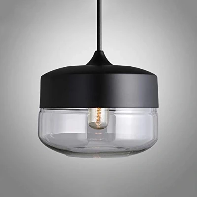 Image of Ganeep Nordic Modern Loft Hanging Glass Pendant Lamp Fixtures E27 E26 LED Lights for Kitchen Restaurant Bar Living Room Bedroom (Color : Clear D)