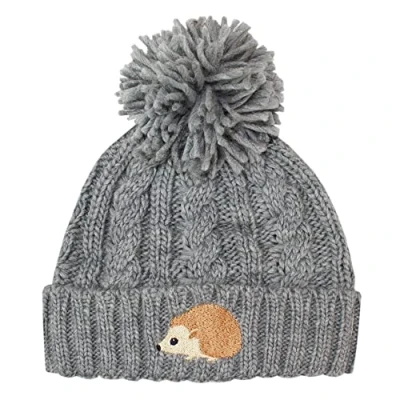 Image of TeddyTs Women&#039;s Hedgehog Chunky Cable Knit Thermal Bobble Hat (Grey), L
