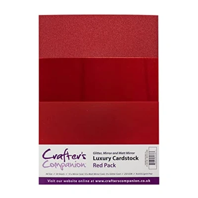 Image of Crafter&#039;s Companion Luxury Cardstock Pack, Red, 23.5 x 37 1 cm