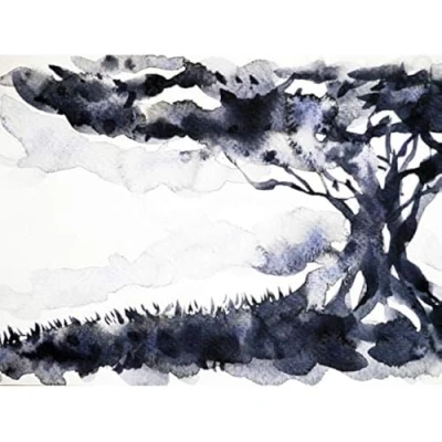 Image of Wee Blue Coo Ink Abstract Tree Unframed Art Print Poster Wall Decor 12x16 inch