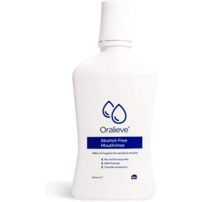 Image of Oralieve Alcohol Free Mouthrinse (1 x 500ml), Mouthwash with Fluoride for Dry or Sensitive Mouths. Mild Mouth Wash Genuine