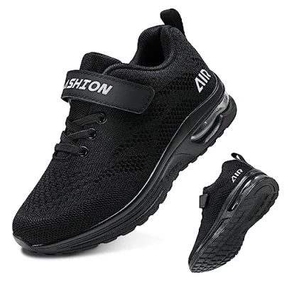 Image of Boys Trainers Running Shoes Athletic Air Sneakers Lightweight Breathable Sport Shoes(M Black,37EU)