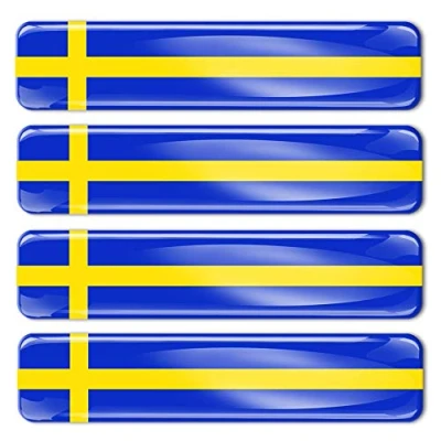 Image of 4 x 3D Domed Silicone Stickers Decals Sweden National Swedish Flag Car Motorcycle Helmet F 22