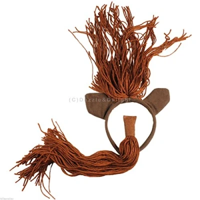 Image of Lizzy ANIMAL EARS BOW TAIL SET Costume Accessory Fancy Dress Party Kids Adults (Horse Set)