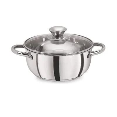 Image of Stainless Steel Everyday Casserole, Frypan, Sauce, Cooking pots (20 cm Belly Casserole with Glass Lid)