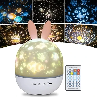 Image of URAQT Star Light Projector with Music, Night Kids Remote Control &amp; Timer, 360 Rotation Gift 4 Modes/6 Projection Themes/7 Brightness/8 Kinds of Music