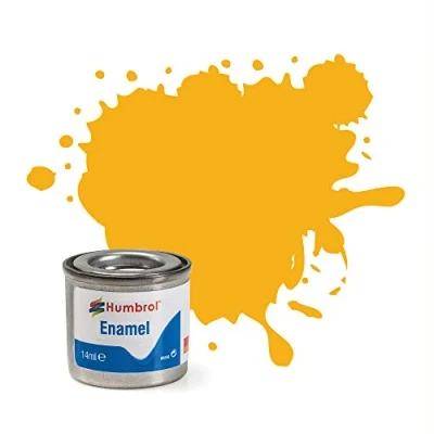 Image of Humbrol Model Paint AA1674 No 154 Insignia Yellow Matt Tinlet 1 (14ml), Enamel Paints for Models, Plastic, Metal, Wood, Glass, Ceramics and More, Touch Up Tin Craft