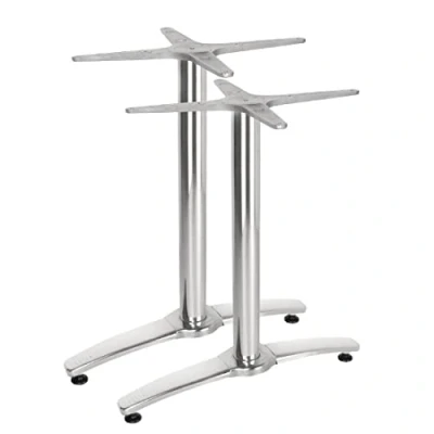 Image of Bolero Twin Leg Table Base Aluminium 680mm One Pair Kitchen Top Indoor 2pc