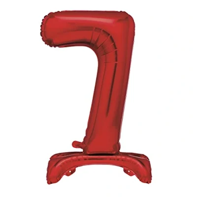Image of Unique 13427 Giant Standing Foil Number 7 Balloon 76 cm Red
