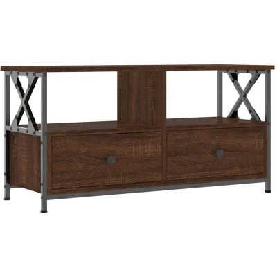 Image of vidaXL TV Cabinet Brown Oak 90x33x45 cm Engineered Wood&amp;Iron