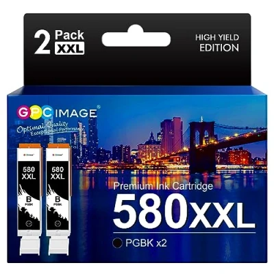 Image of GPC Image PGI 580XXL PGBK Compatible Ink Cartridges Replacement for Canon PIXMA TS8150 TS6251 TS6350 TS6351 TR8550 TS8250 TS6150 TR7550 TS9150 TS6151 TS8251 TS6250 TS9550 TS705 TS8151 (2 PGBK)